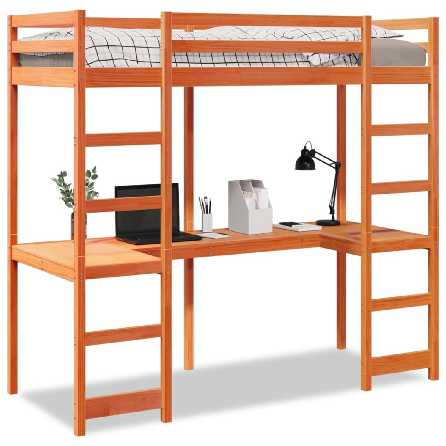 vidaXL Hochbett ohne Matratze Wachsbraun 80x200 cm Massivholz Kiefer 330857 günstig online kaufen