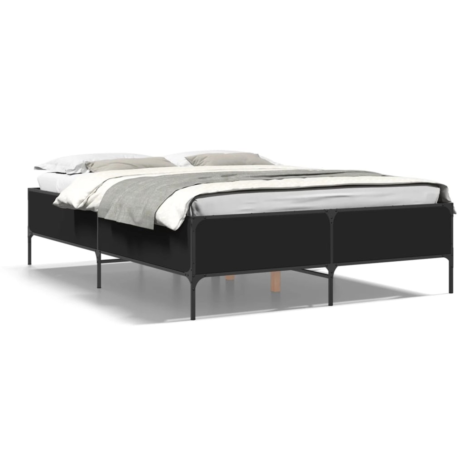 vidaXL Bettgestell Schwarz 150x200 cm Holzwerkstoff und Metall 3279792 günstig online kaufen
