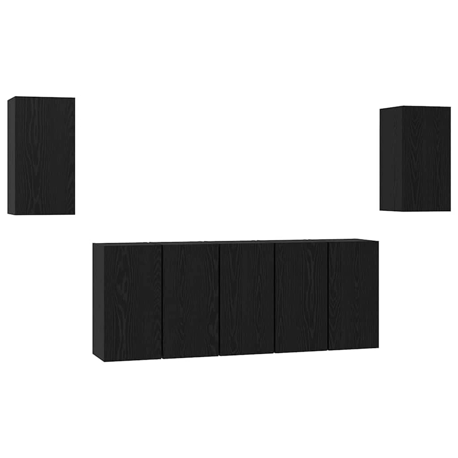 vidaXL TV-Schrank-Set 7-Tlg Schwarz Eichen-Optik 30,5 x 30 x 60 cm 3393145 günstig online kaufen