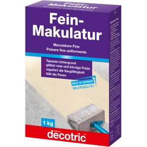 Decotric Fein-Makulatur 1 kg im Karton: Tapezier-Untergrund für glatte Wände.