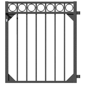 Metallzaun Einzeltor Circle, anthrazit, 100x96,5 cm. Gartentor mit Kreisornamenten.