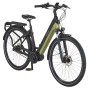 Prophete City E-Bike Geniesser 5.0, 28 Zoll, Schwarz-Silbergrün, mit Mittelmotor und integriertem Akku.