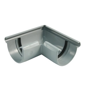 Graue Marley Dachrinnen Außenecke RG 75 aus Kunststoff.