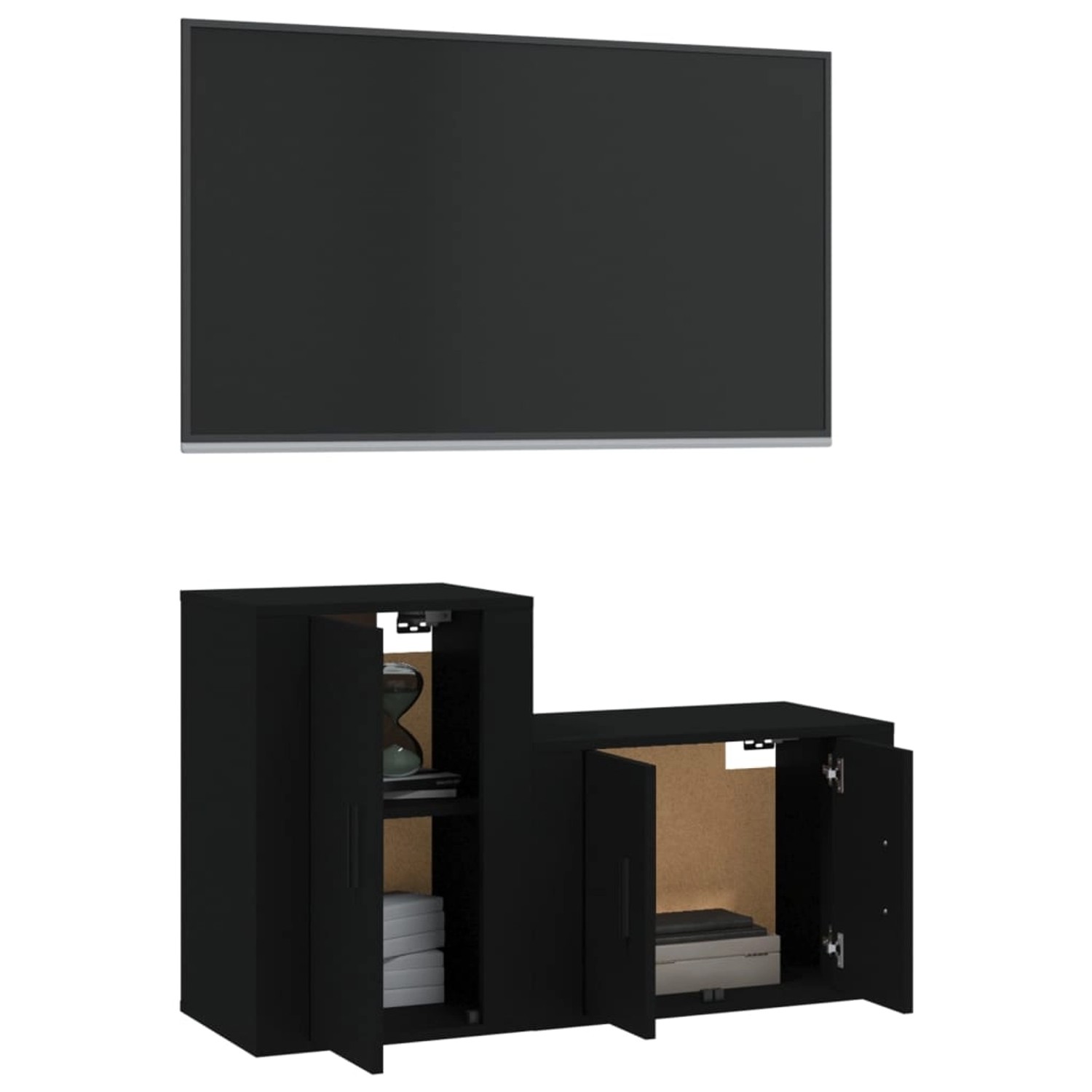 Vidaxl 2-tlg. Tv-schrank-set Schwarz Holzwerkstoff günstig online kaufen