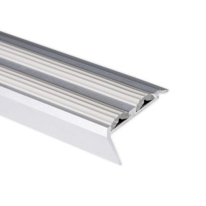 Graues KARAT Treppenkantenprofil Power Grip mit Doppelgummieinlage, selbstklebend, 3,8x2x100 cm.