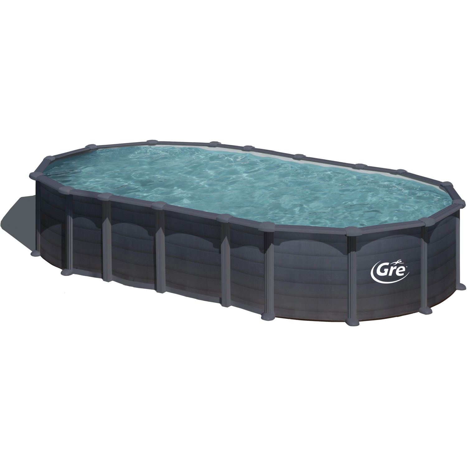 Gre Stahlwand-Pool Capri 730 cm x 375 cm x 132 cm Omega-System Oval Graphit