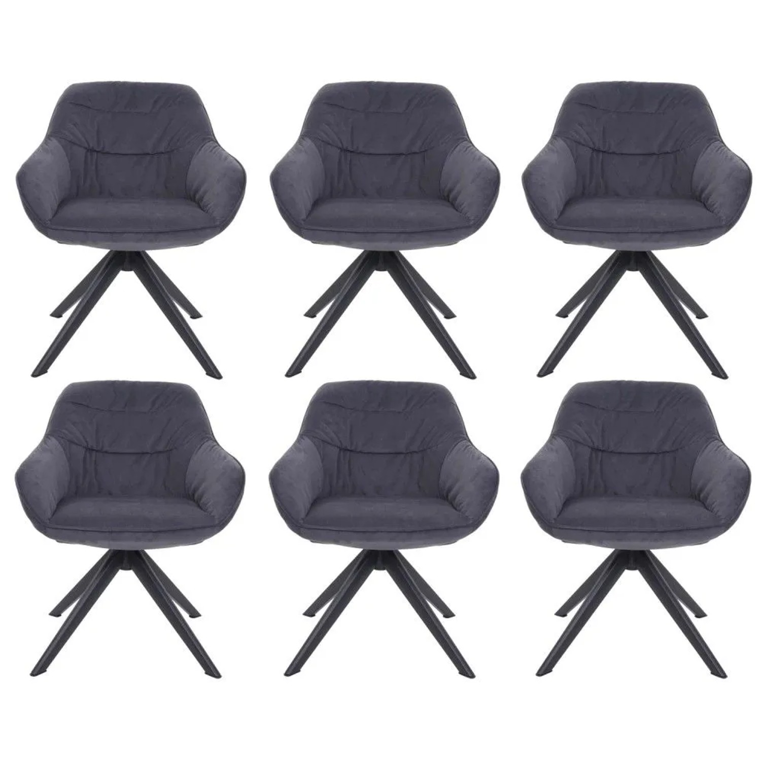 MCW Esszimmerstuhl K28 6er-Set Stoff/Textil Grau