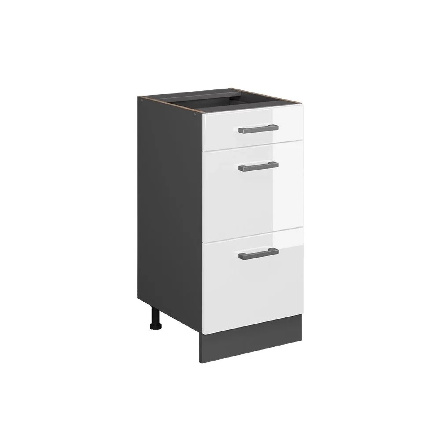 Vicco Küchenunterschrank R-Line Weiß Hochglanz Anthrazit 40 cm mit Schubladen ohne Arbeitsplatte