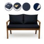 Marineblaues Setgarden Bankkissen für 2-Sitzer Gartenbank, 100x60 + 2x50x56 cm.