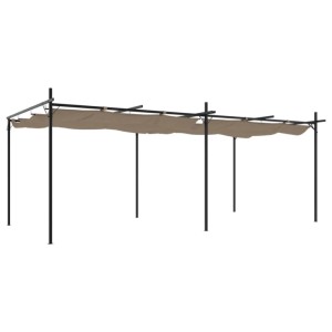 DELUKE Terrassenüberdachung Mit Schiebedach OLIMP Taupe 589x292x230cm Pergola Garten Pavillon Rankhilfe Sonnenschutz Gartenpergola