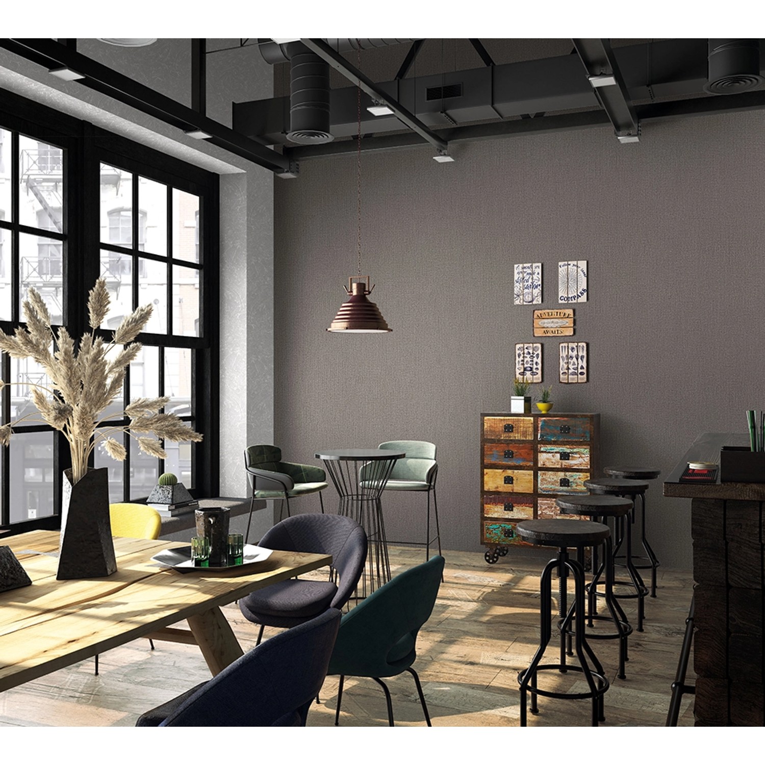 Moderne, braun-graue Struktur Vliestapete von Marburg, passend zu jedem Wohnraum.