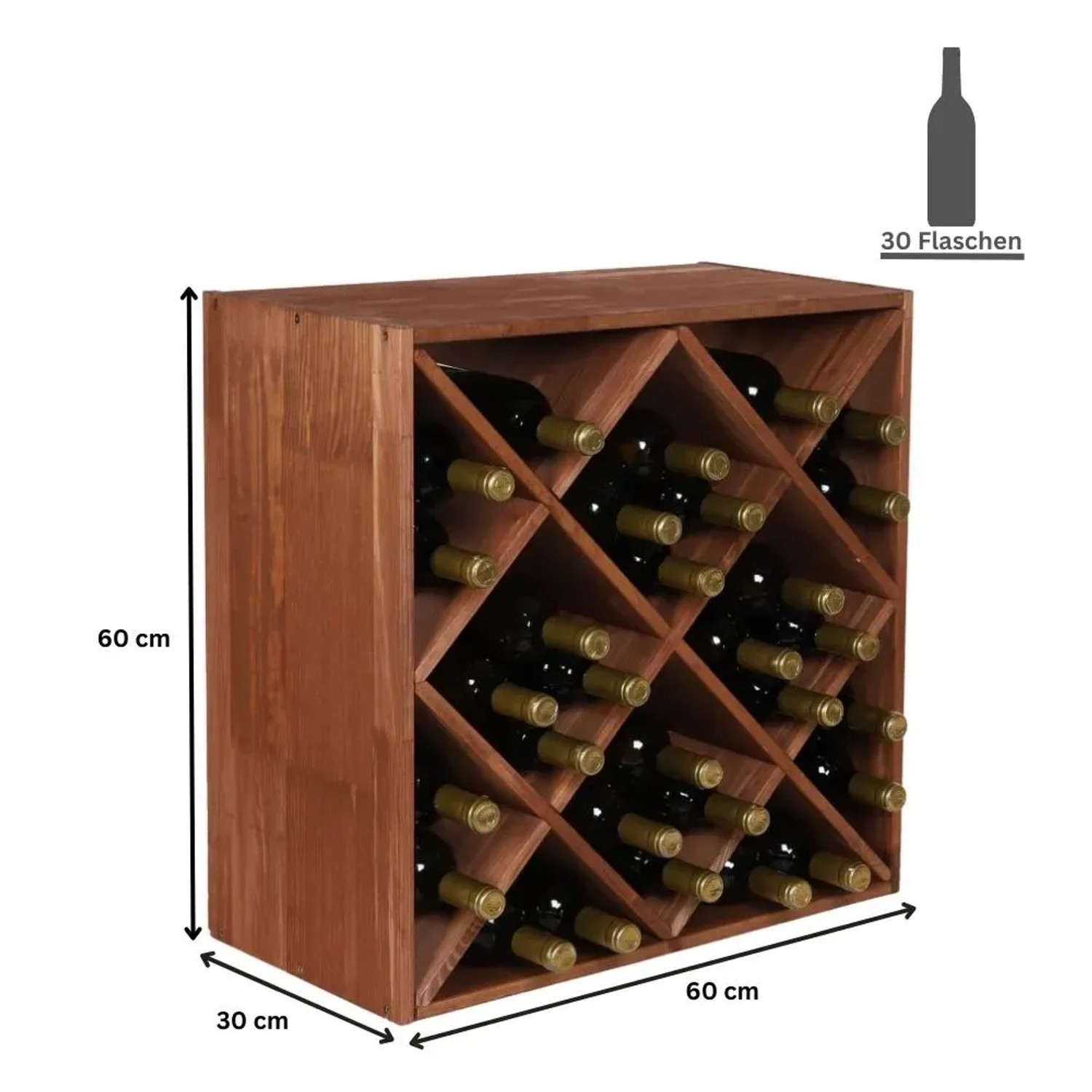 PROREGAL Weinregal Holz 60 x 60 x 30 cm 30 Flaschen Kiefer Braun geölt kaufen bei OBI