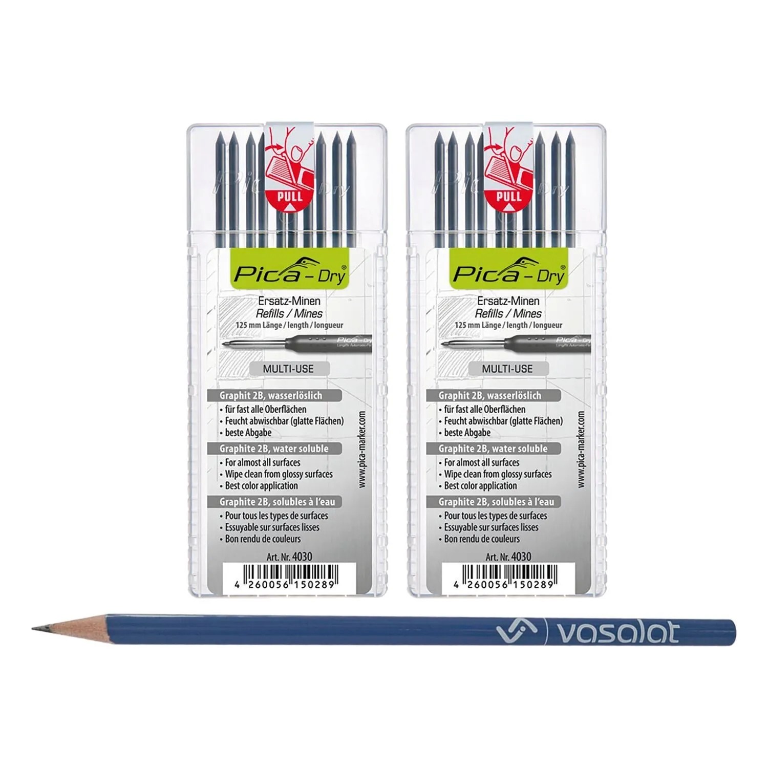 vasalat Set Pica Dry Multi-Use Ersatzminen wasserlöslich Graphit 2B 20 Stück