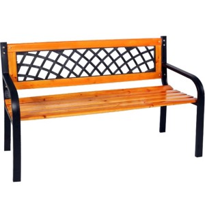 Mojawo Parkbank aus Holz und Metall, braun/schwarz, 120 cm Gartenbank für 2-3 Personen.