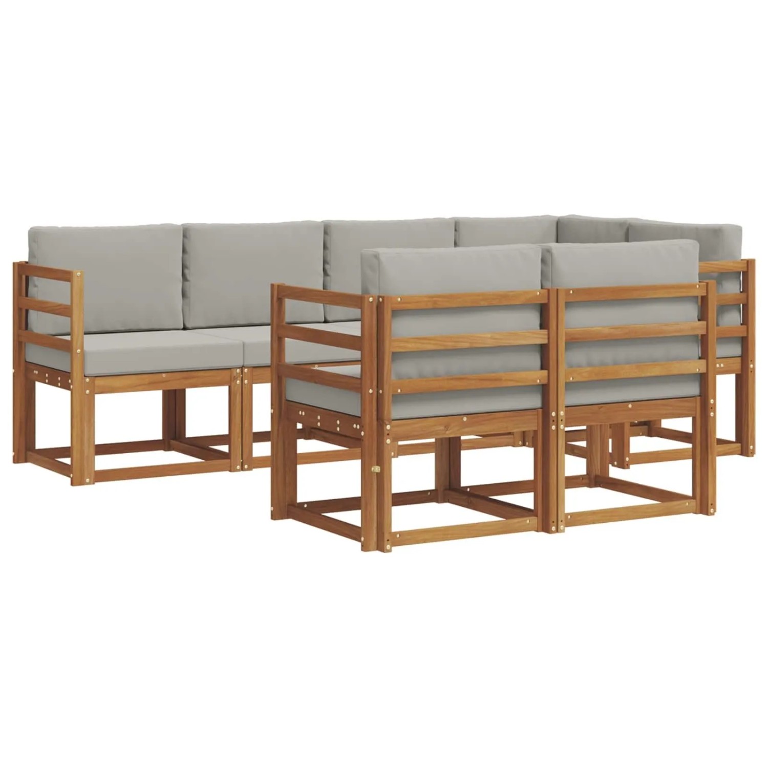 vidaXL Outdoor-Sofagarnitur mit Kissen 7-Tlg Natur und Hellgrau 3366519