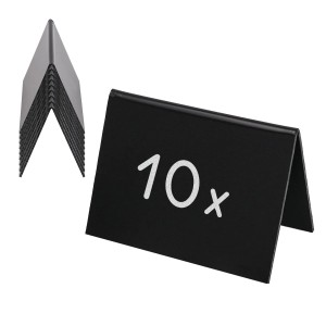 HMF 46413 Tischaufsteller Kreidetafel 10 Stück AAufsteller 10 x 7 cm Schwarz