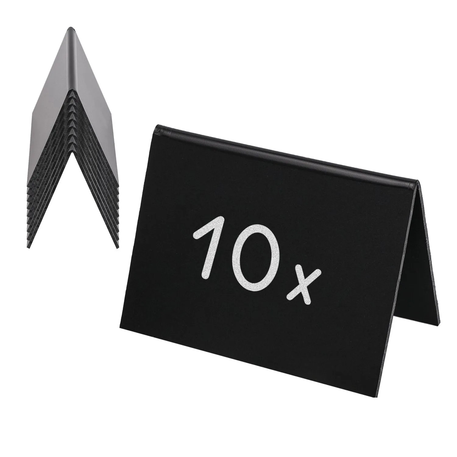 HMF 46413 Tischaufsteller Kreidetafel 10 Stück AAufsteller 10 x 7 cm Schwarz