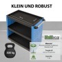 Blauer TRUTZHOLM Werkstattwagen aus Stahl mit 3 Etagen, Rollen und 300kg Tragkraft. Robust und mobil.