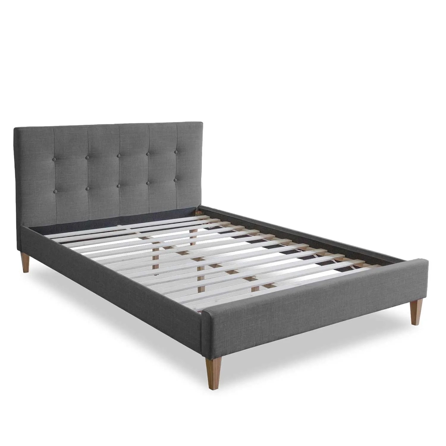 Homestyle4u Polsterbett 180x200 cm Bett Doppelbett mit Lattenrost Grau 1736