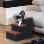 PawHut Haustiertreppe, faltbar, 3 Stufen mit Stauraum, Hund auf Treppe.