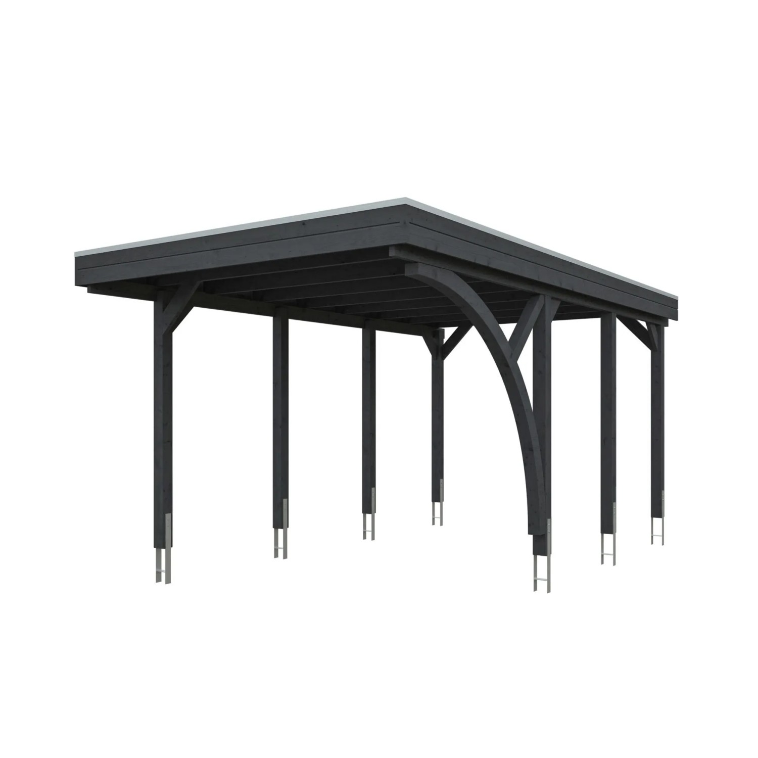 Skan Holz Carport-Set Friesland E m. Einfahrtsbogen 320 cm x 555 cm Schiefergrau