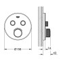 Technische Zeichnung: Grohe Grohtherm SmartControl Thermostat, Moon White, runde Wandrosette mit Maßen.