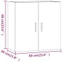 vidaXL Wandschrank, Grau Sonoma, 60x30x60 cm, Büroschrank aus Holzwerkstoff mit zwei Türen.