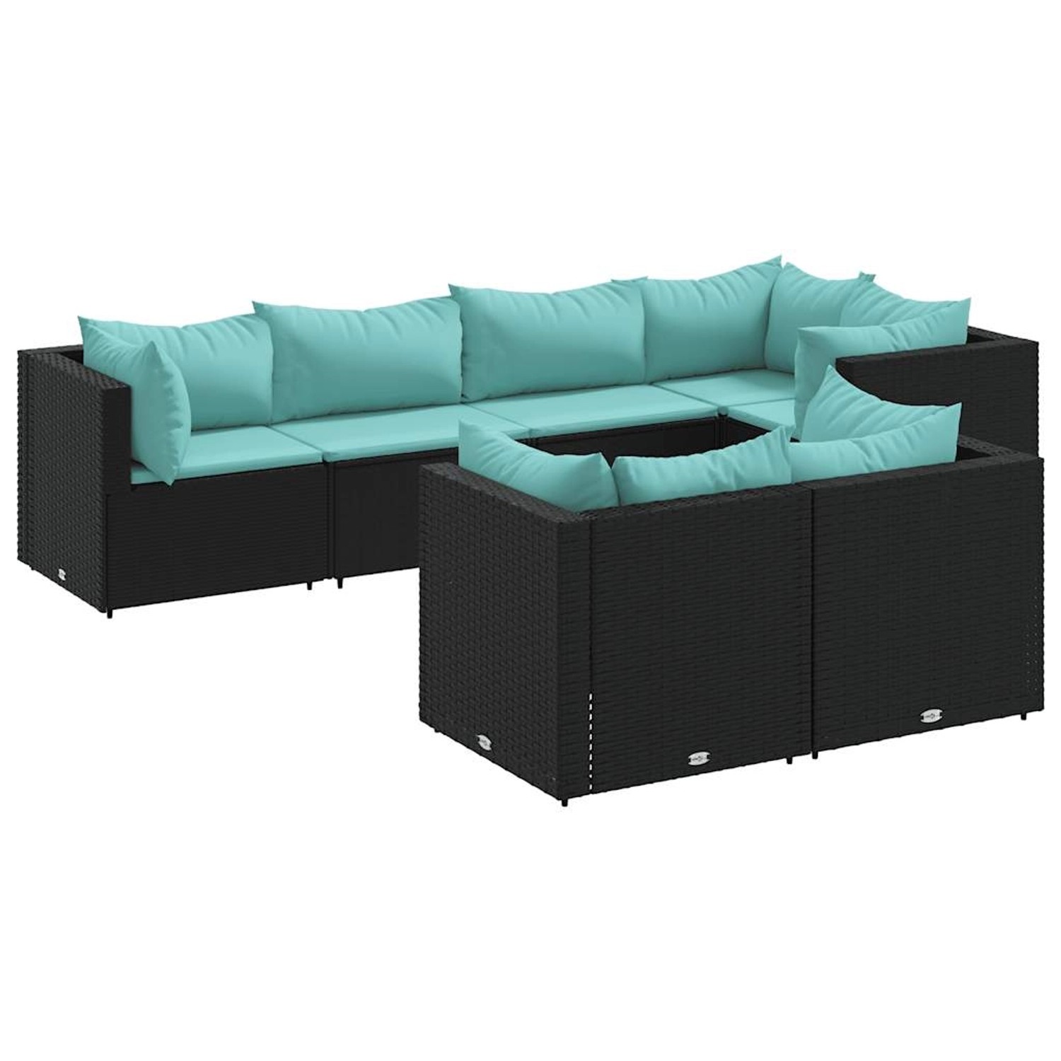 vidaXL 7-Tlg Garten-Lounge-Set mit Kissen Schwarz Poly Rattan 3308188 günstig online kaufen