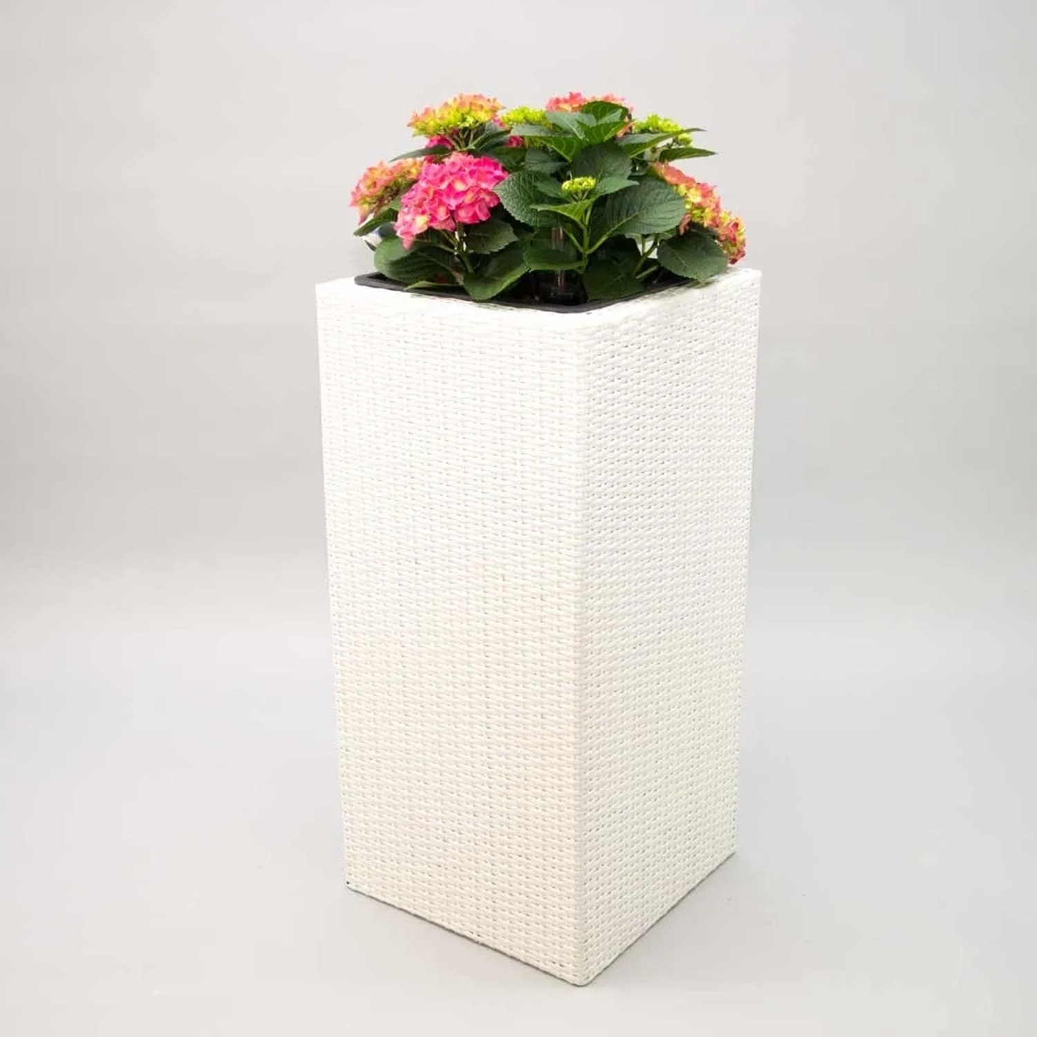 Elegant Einrichten Pflanzkübel Polyrattan Säule 40x40x84cm Weiß