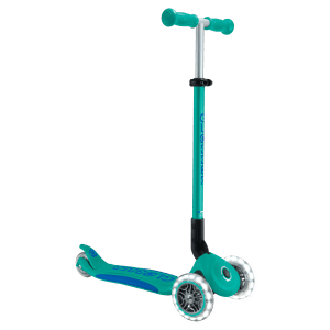 Globber Elite Lights Tretroller Kinder 120/80 mm ABEC 9 3-Rädrig Verstellbar LED-Leuchtrollen Türkis
