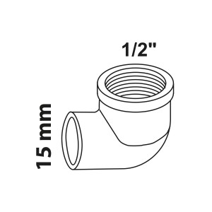 Kirchhoff Winkel 90°: 15 mm Lötanschluss, 18,7 mm (1/2 IG) Muffe, blank, für Sanitär- und Heizungsinstallation.