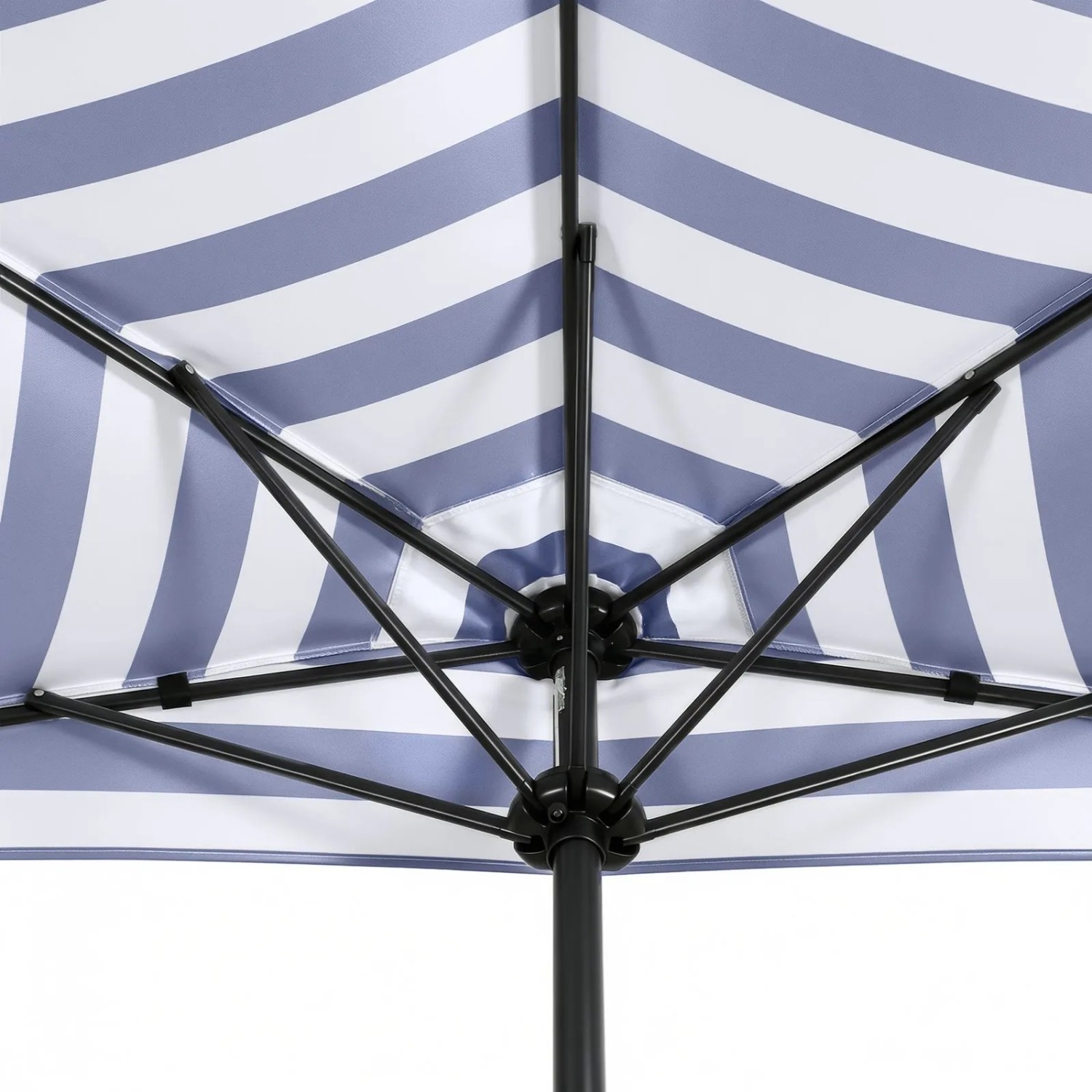 Sekey halbrunder Balkonschirm, 270 cm, blau-weiß gestreift, mit Kurbel und UV-Schutz