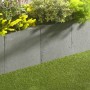 Graue EHL L-Steine (40x40x30 cm) als Beet- und Raseneinfassung im Garten.