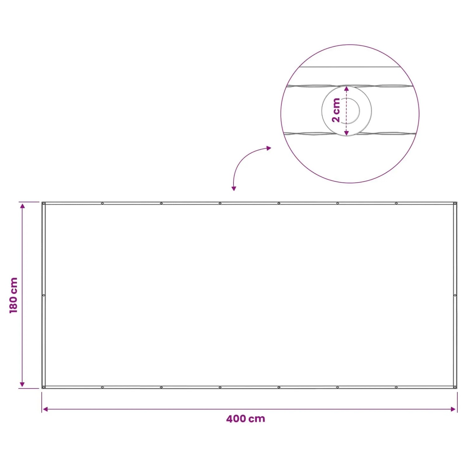 vidaXL Balkon Sichtschutz 180 x 400 cm Stoff mit PU-Beschichtung Sand 42036312