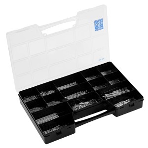 LUX Nagelsortiment 1 kg im Sortimentskasten mit verschiedenen Nagelarten und -größen.