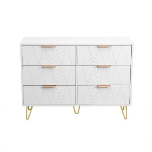 PXloue Schubladenschrank mit 6 Schubladen–Kommode für Wohnzimmer und Schlafzimmer Weiß