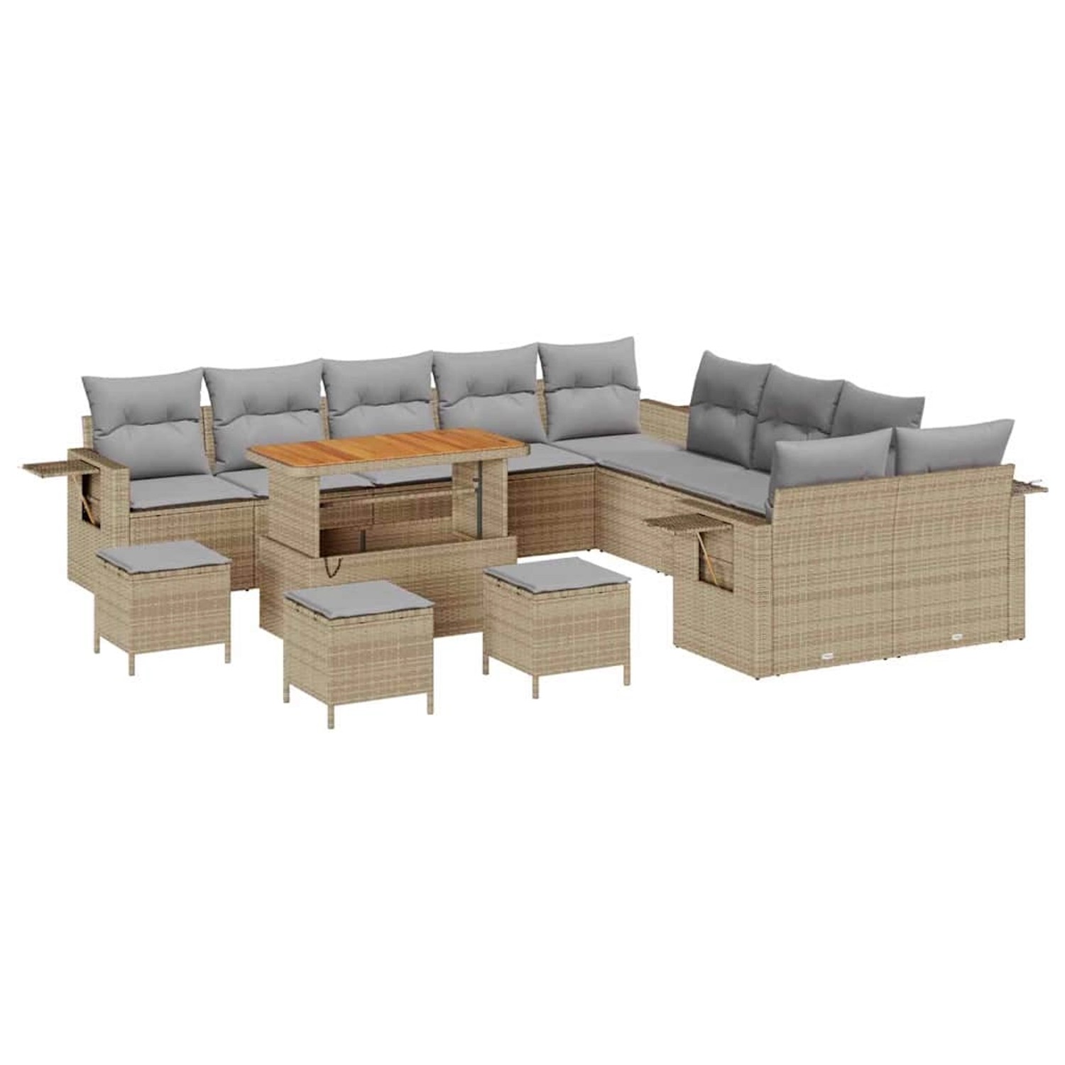 vidaXL Garten-Sofa-Set 14-Tlg Beige Poly Rattan 3361812 günstig online kaufen