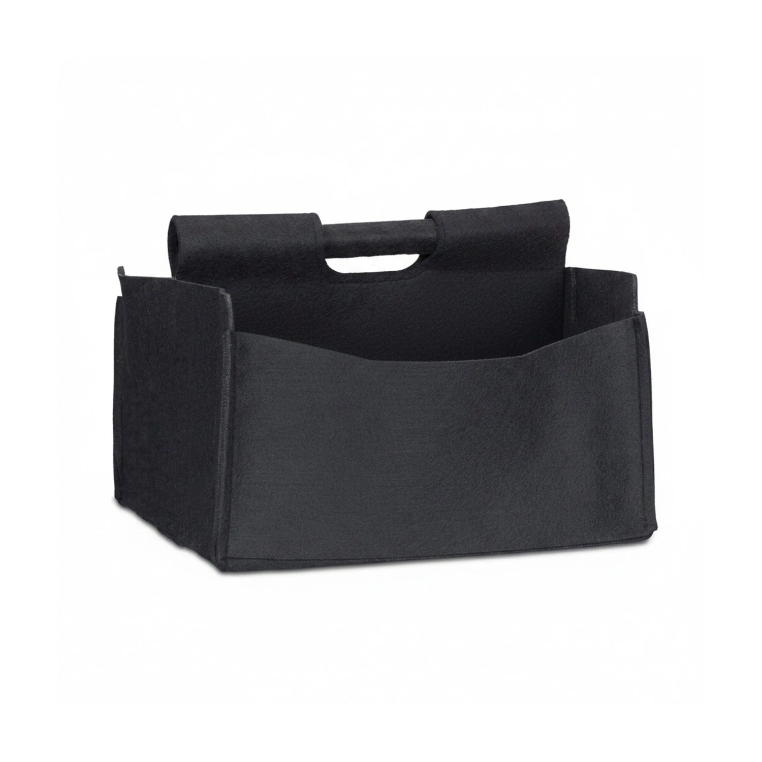 Relaxdays Zeitungskorb Filz Schwarz Faltbar 22 cm x 32 cm x 29 cm 330 g