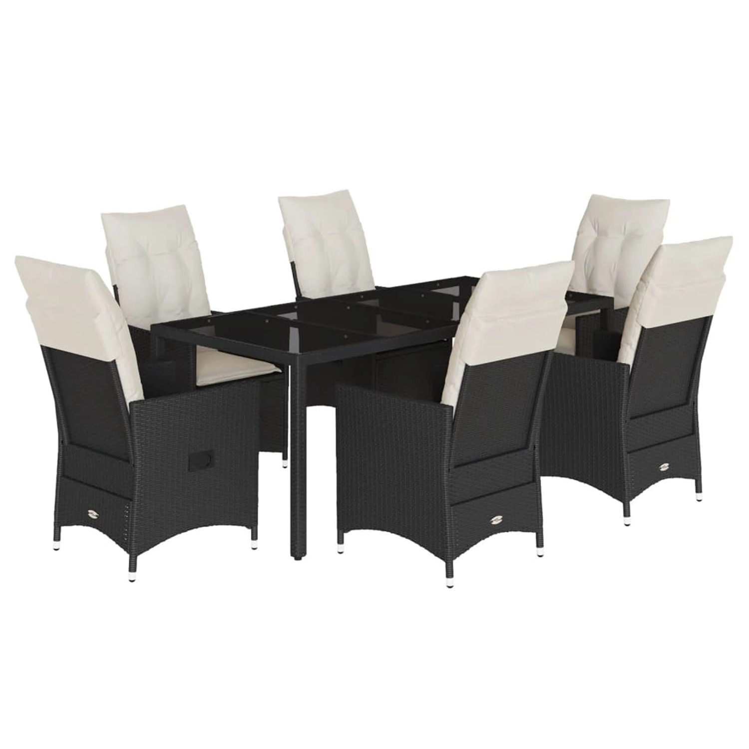 vidaXL 7-Tlg Garten-Essgruppe mit Kissen Schwarz Poly Rattan 3276697 günstig online kaufen
