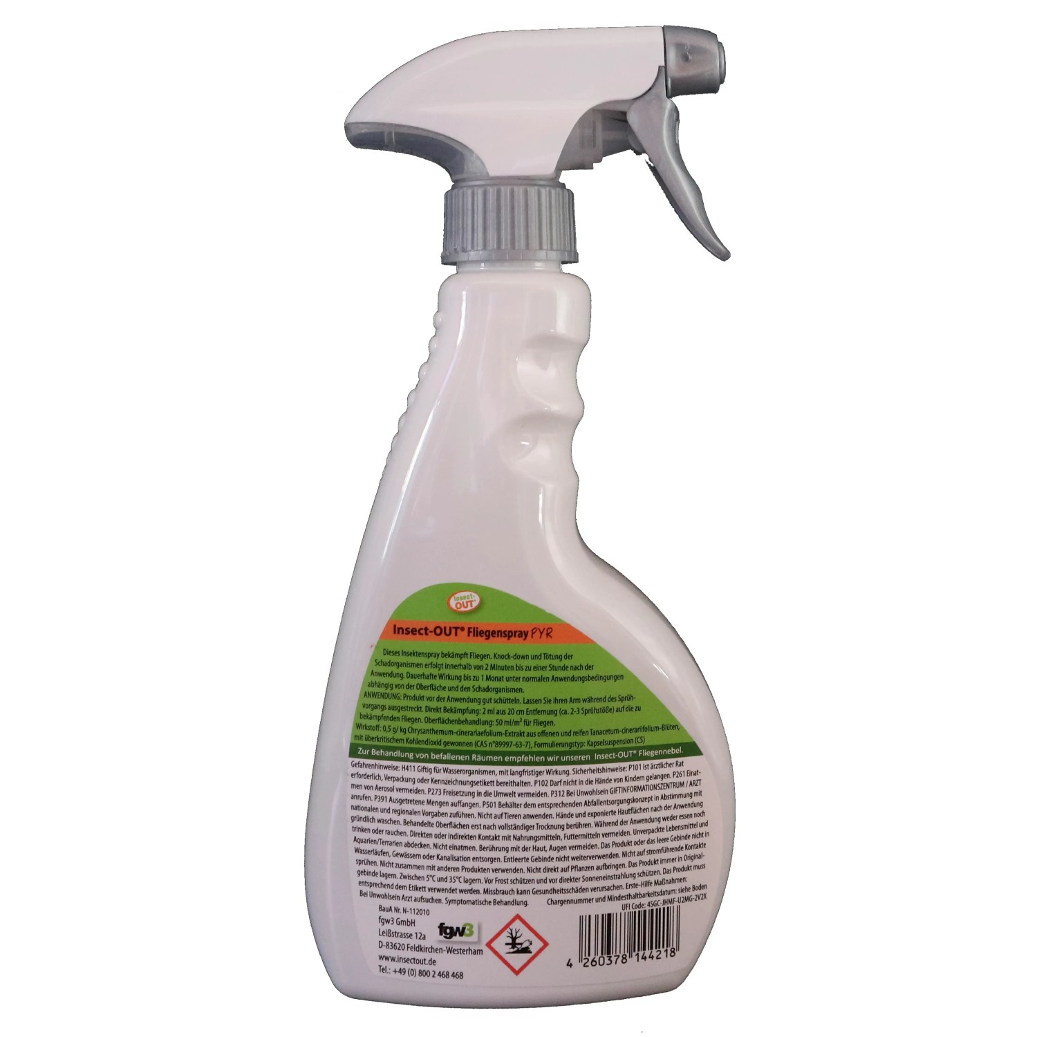 Insect-Out Fliegenspray PYR 500ml im Pumpspender zur biologischen Schädlingsbekämpfung.