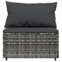Graues vidaXL Gartenmöbel Lounge-Set aus Polyrattan mit anthrazitfarbenen Kissen.