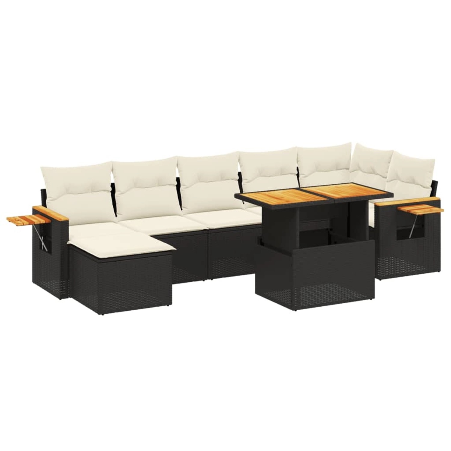 vidaXL 8-Tlg Garten-Sofagarnitur mit Kissen Schwarz Poly Rattan 3273625 günstig online kaufen