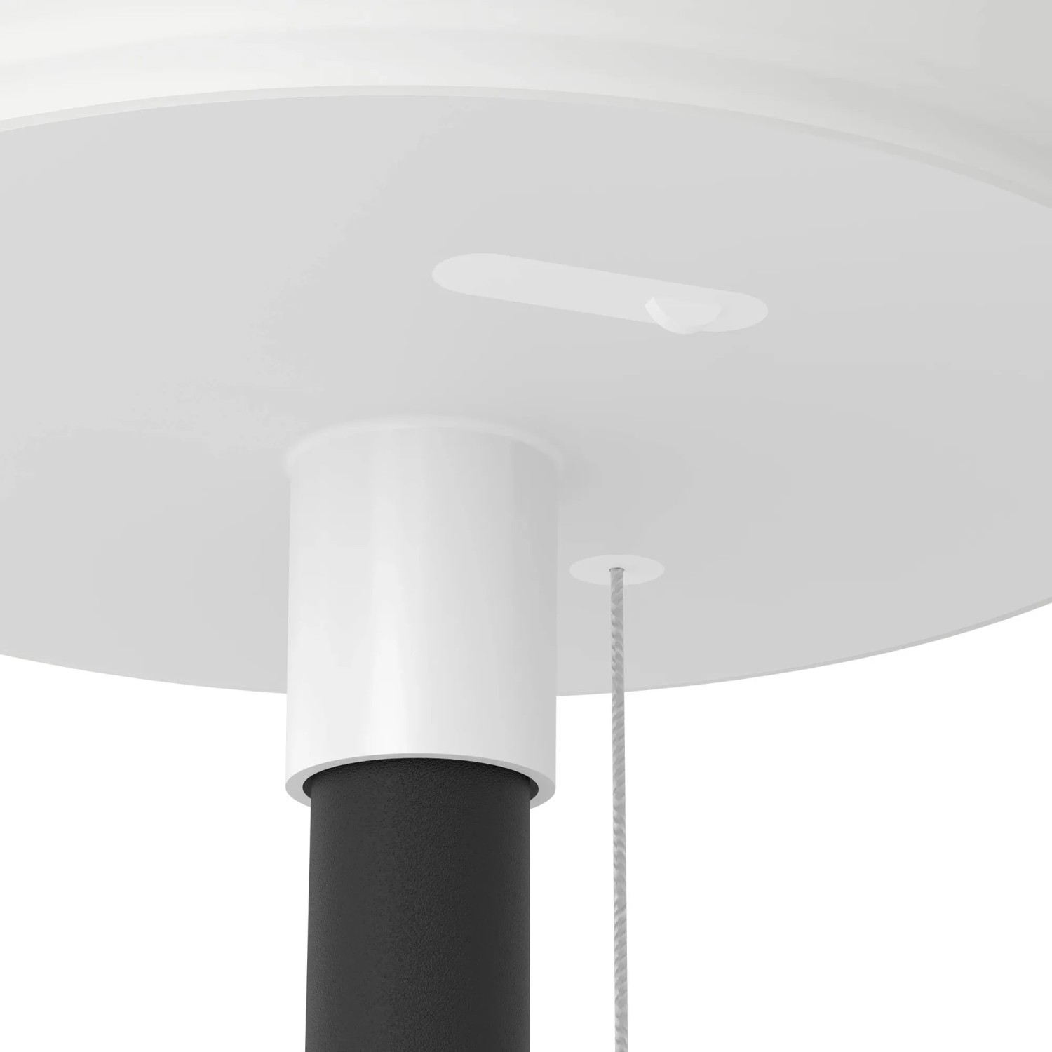 Detailaufnahme der EGLO Solar-Tischleuchte MONTAPALMA in Weiß-Schwarz mit Zugschalter.