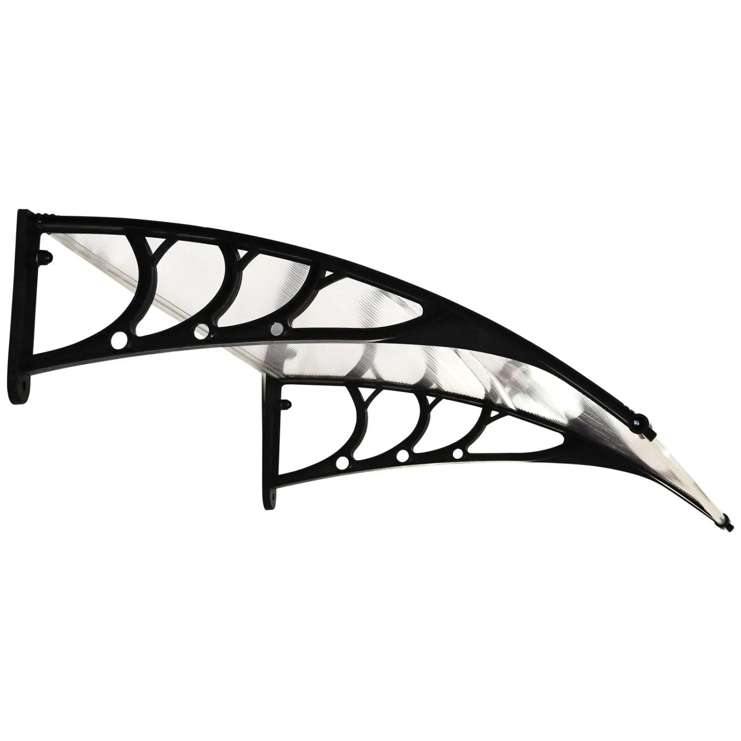 Outsunny Vordach, weiße Überdachung mit schwarzem Rahmen für Hauseingänge und Fenster.