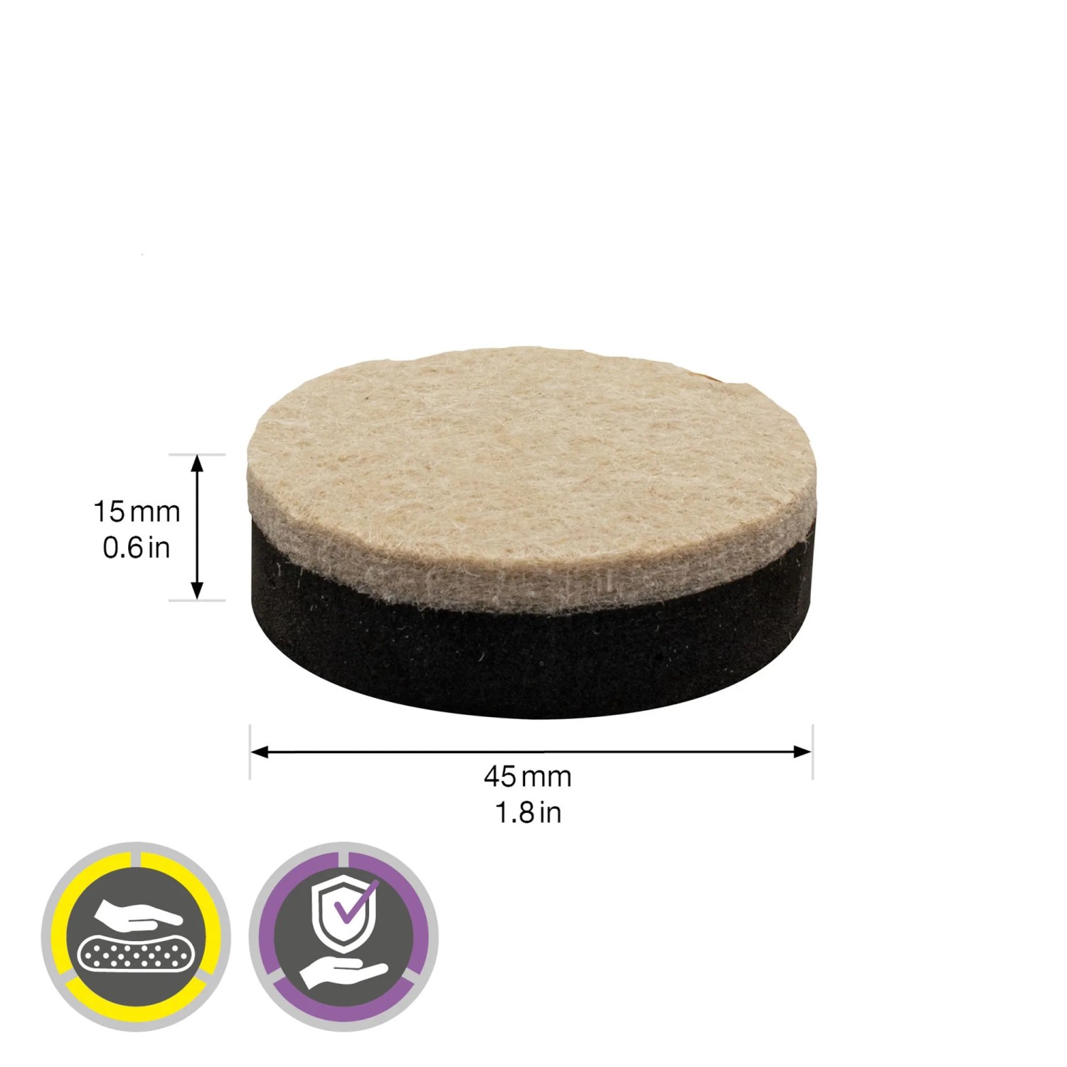 Wagner Filzpads-Set, Ø 45mm, braun, 2-teilig. Möbelgleiter zum Schutz empfindlicher Oberflächen.