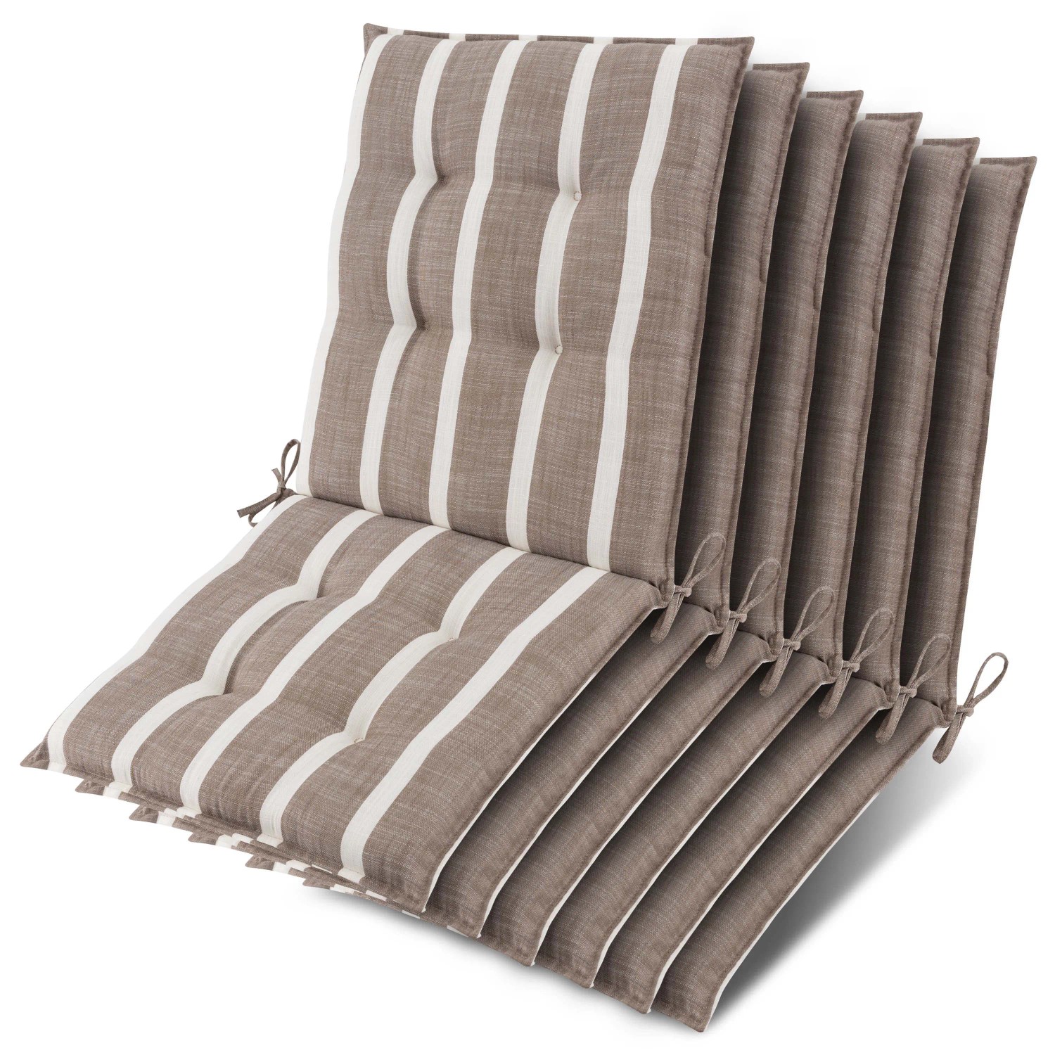 Beautissu 6x Niederlehner Sun-NL Auflage 105x50x8cm Beige-Weiß-Gestreift