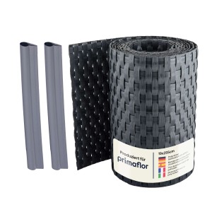 Primaflor Sichtschutzstreifen Polyrattan in Anthrazit, Rolle mit Befestigungsclips für Zaunbau.