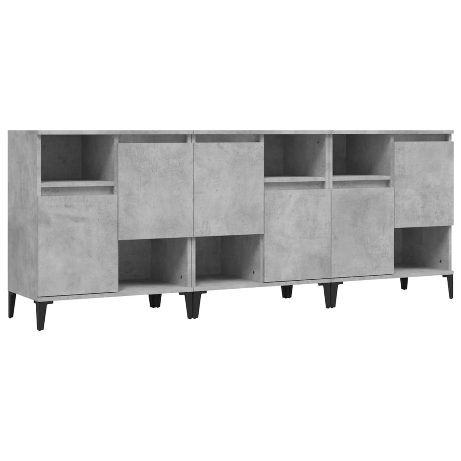 vidaXL Sideboards 3 Stk Betongrau 60x35x70 cm Holzwerkstoff 3185747