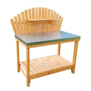 Promadino Gärtnertisch Helga mit verzinkter Arbeitsplatte und Ablage aus Kiefernholz.