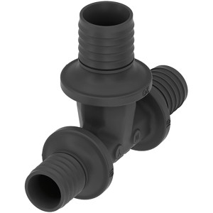 Teceflex T-Stück reduziert, 25x20x20 mm, PPSU dunkelgrau, für Gewindefittings.